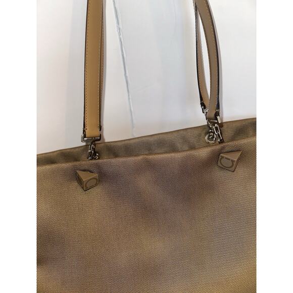 Salvatore Farragamo Handbag shoulder leather brown tan canvas bag authentic - Picture 4 of 16